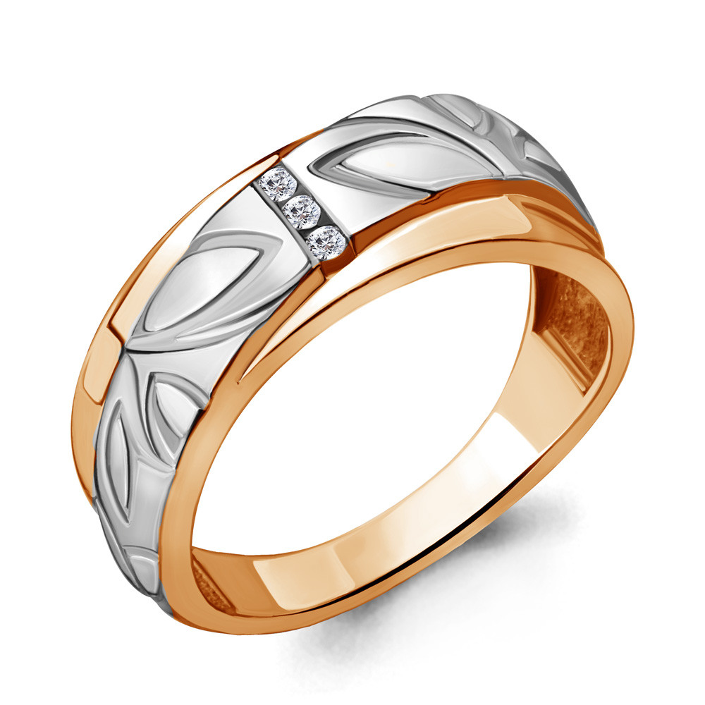 Серебряное кольцо Фианит Aquamarine 68557А.6 позолота