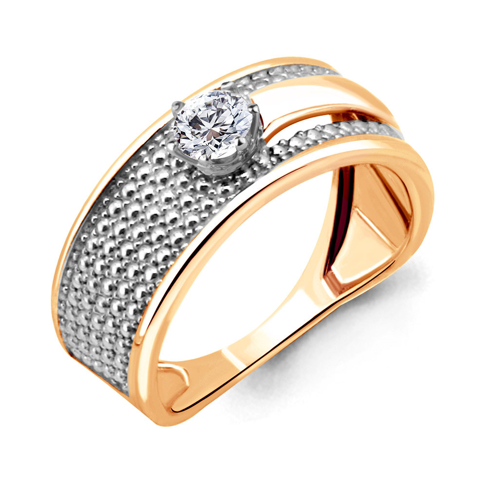 Серебряное кольцо Фианит Aquamarine 68296.6 позолота