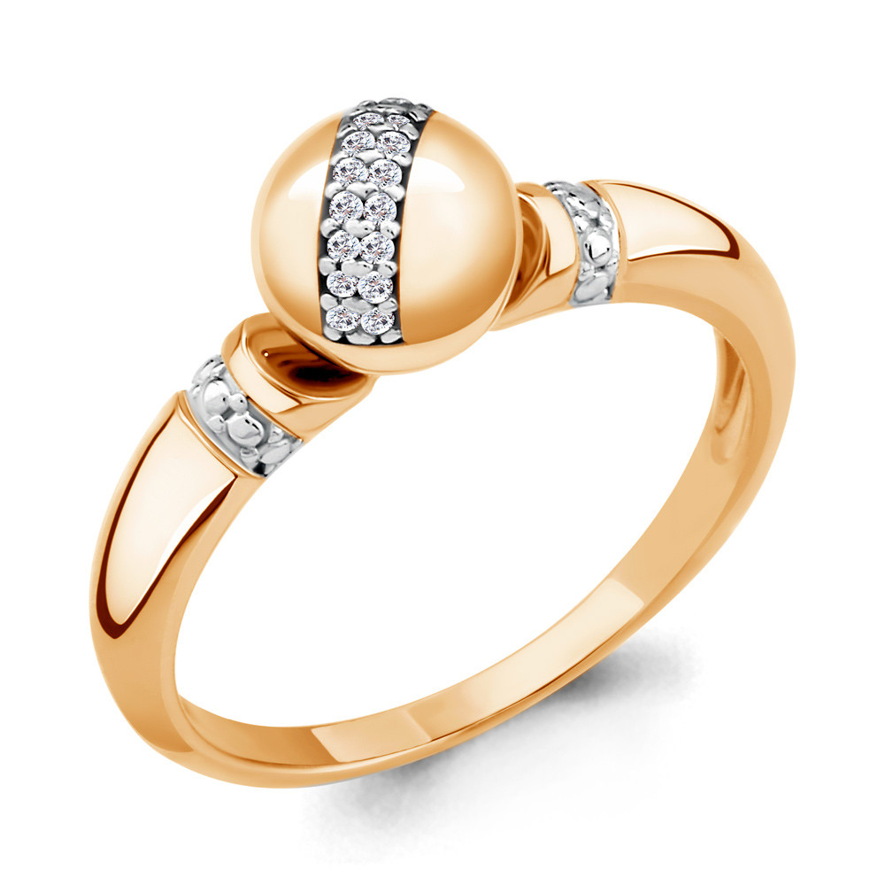 Серебряное кольцо Фианит Aquamarine 68295А.6 позолота