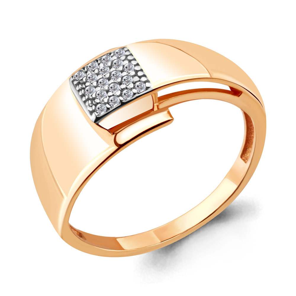 Кольцо серебряное классическое Фианит Aquamarine 68220А.6 позолота