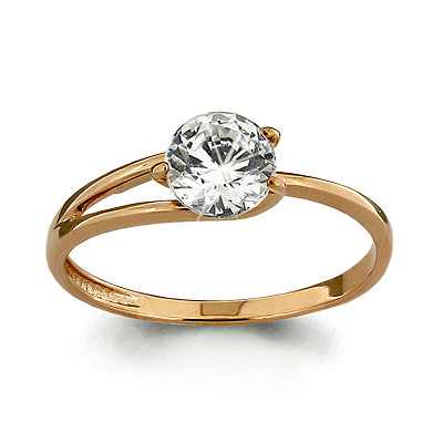 Кольцо серебряное классическое Фианит Aquamarine 66223.6 позолота