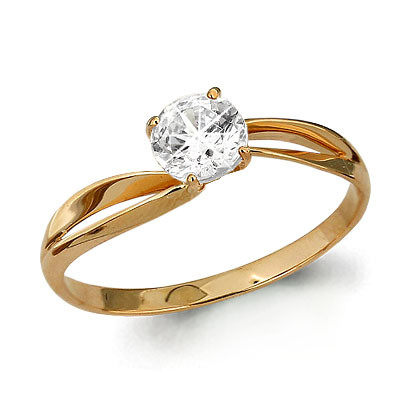 Кольцо серебряное классическое Фианит Aquamarine 66218.6 серебро с позолотой