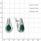 Серьги серебряные классические  Агат зеленый Aquamarine 4771009.5 покрыто  родием, фото 2