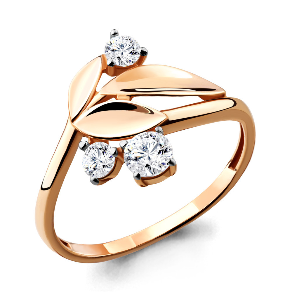 Кольцо серебряное классическое Фианит Aquamarine 64986А.6 позолота