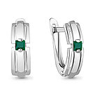 Серьги серебряные классические Агат зеленый Aquamarine 4766909.5, фото 4