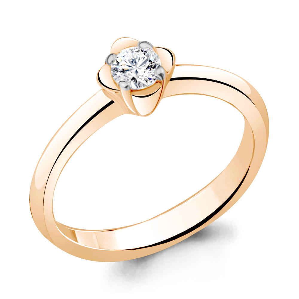 Серебряное кольцо Фианит Aquamarine 63228.6 позолота