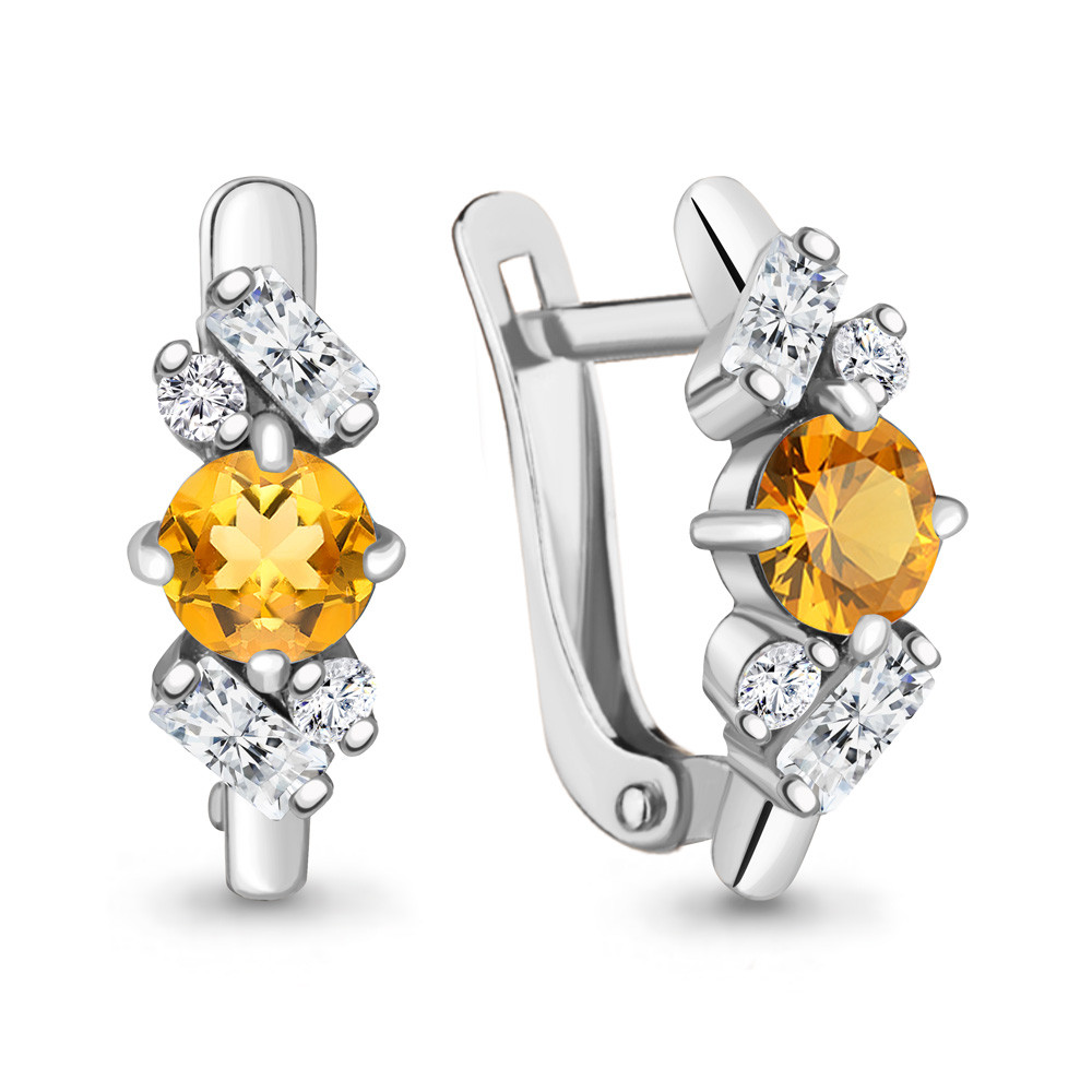 Серьги серебряные классические Aquamarine 4762506А.5 покрыто родием
