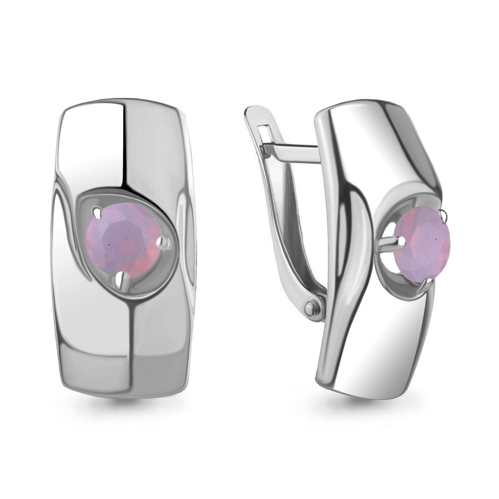 Серьги серебряные классические Наноопал розовый Aquamarine 47592606.5 покрыто родием