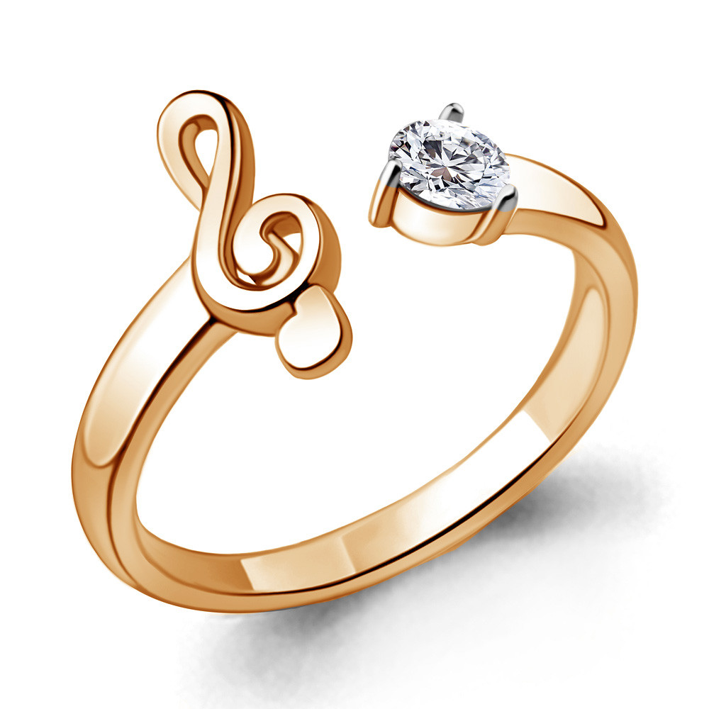 Серебряное кольцо Фианит Aquamarine 68680А.6 позолота