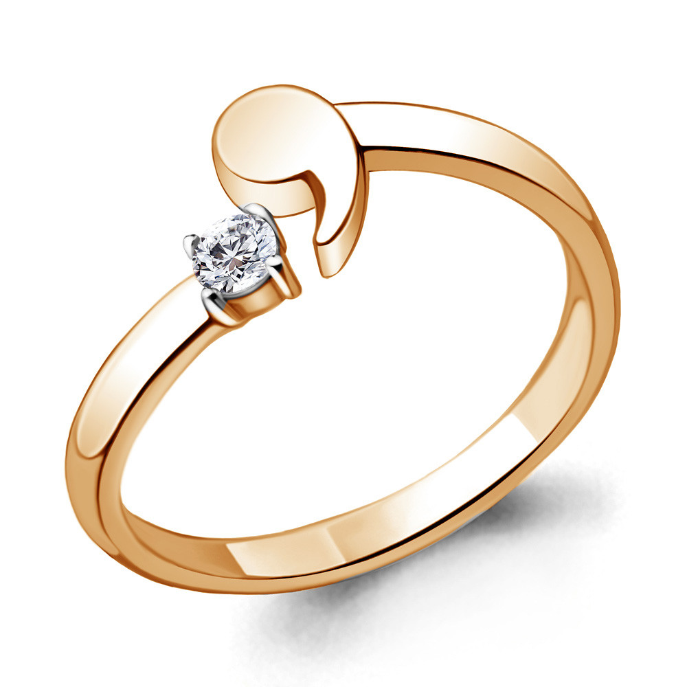 Серебряное кольцо Фианит Aquamarine 68678А.6 позолота