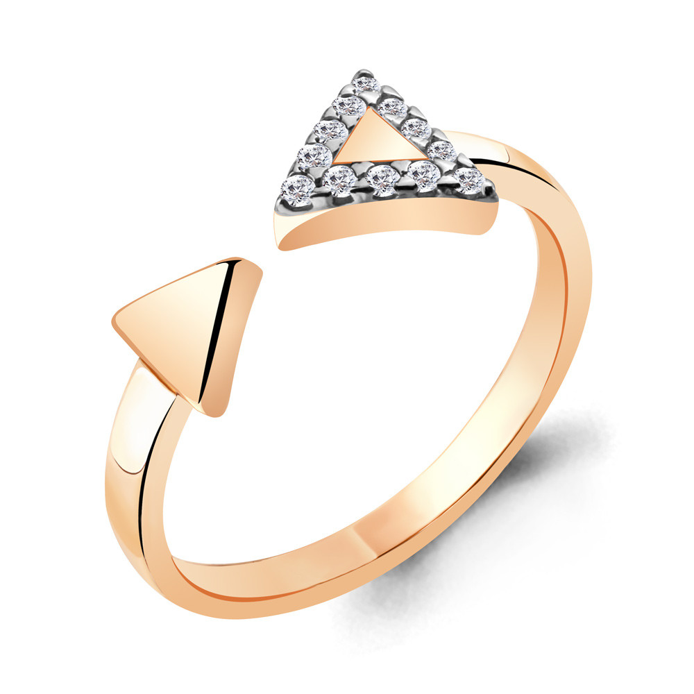 Серебряное кольцо Фианит Aquamarine 68674А.6 позолота