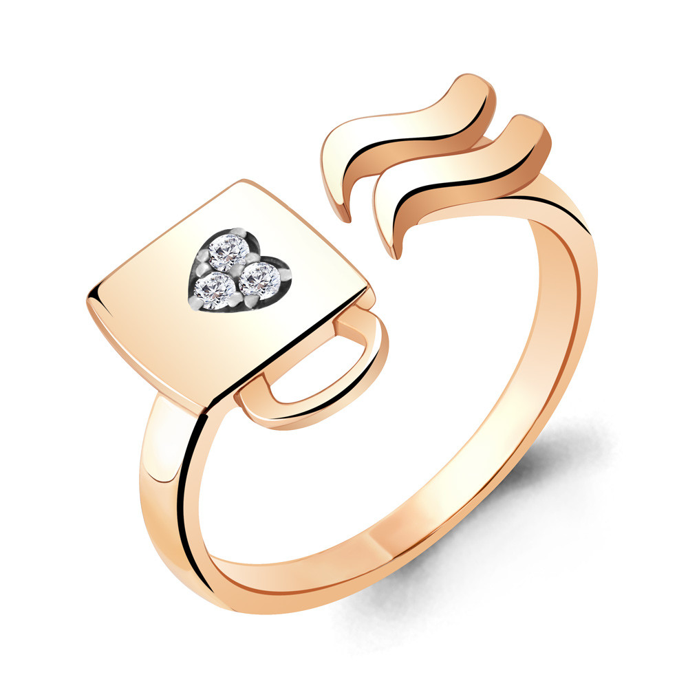 Серебряное кольцо Фианит Aquamarine 68673А.6 позолота