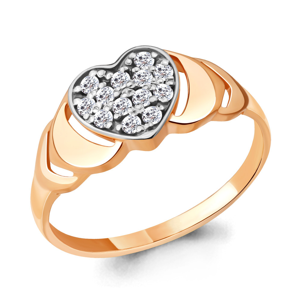 Серебряное кольцо Фианит Aquamarine 68521А.6 позолота