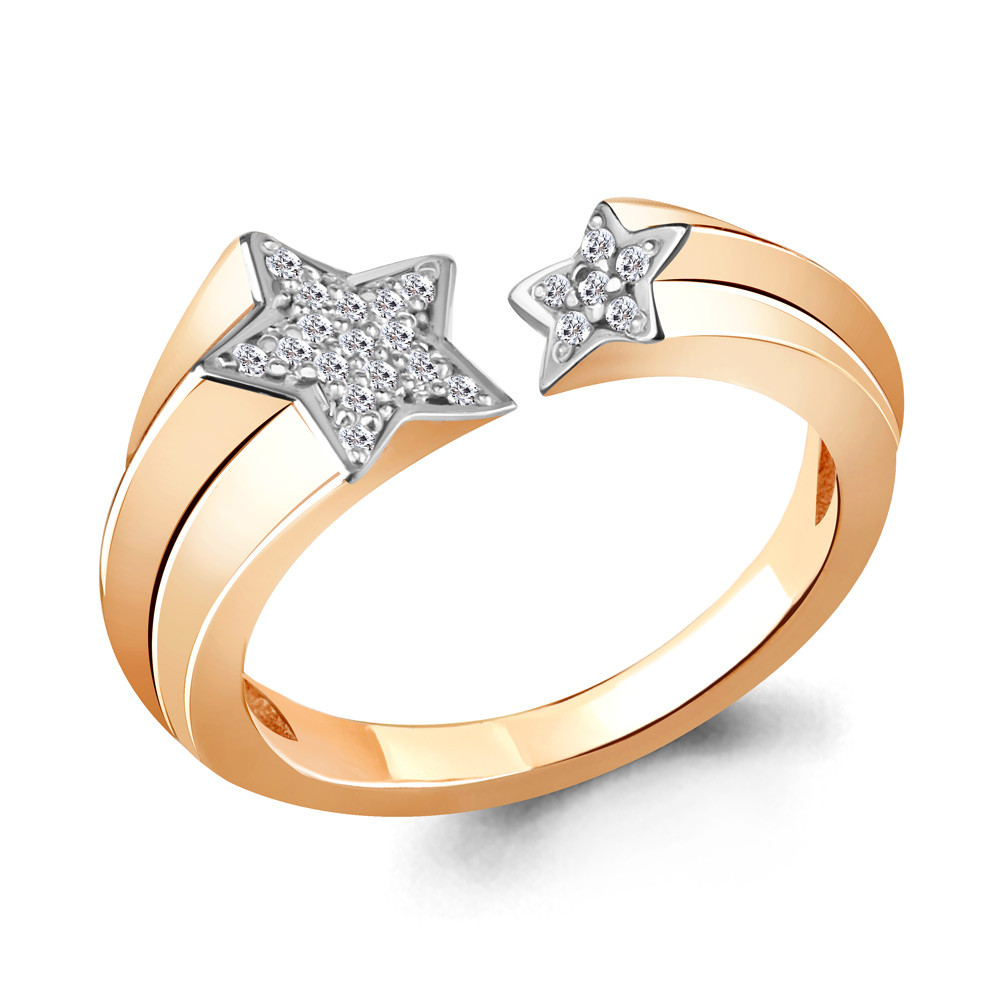 Серебряное кольцо Фианит Aquamarine 68493А.6 позолота