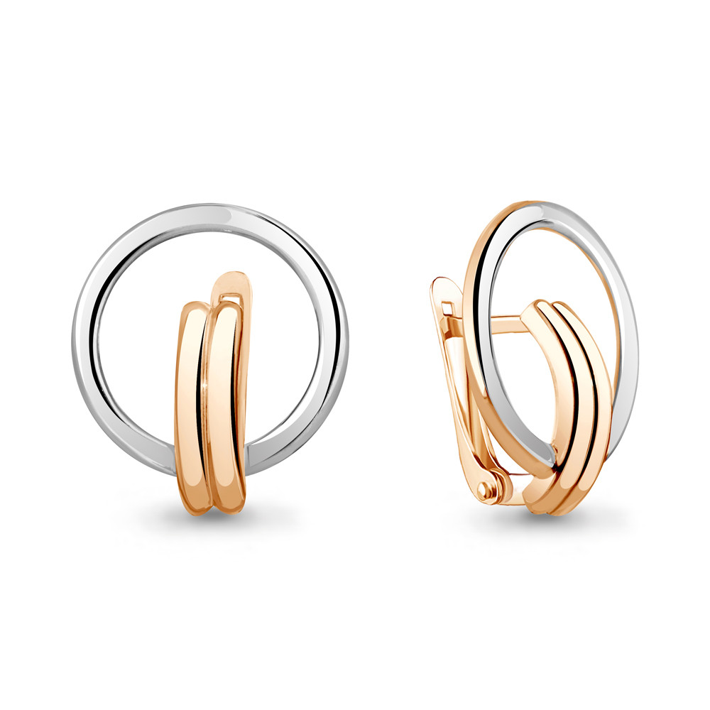 Серьги классика из серебра Aquamarine 34079.6 серебро с позолотой