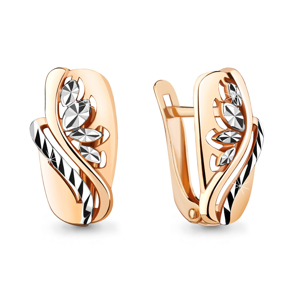 Серьги серебряные классические Aquamarine 33677.6 серебро с позолотой