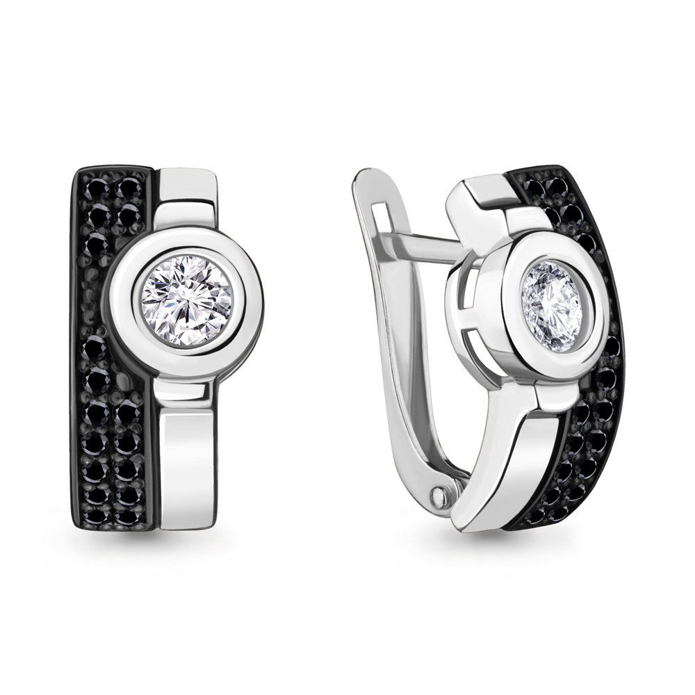 Серьги серебряные классические Нанокристалл Фианит Aquamarine 47184АЧ.5 покрыто родием