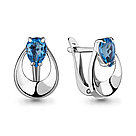 Серьги серебряные классические Топаз Свисс Блю Aquamarine 4700405.5 серебро с родием, фото 4