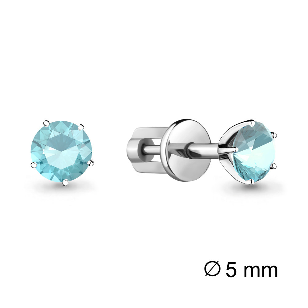 Серебряные серьги Стекло Aquamarine 44037101Н.5 покрыто родием