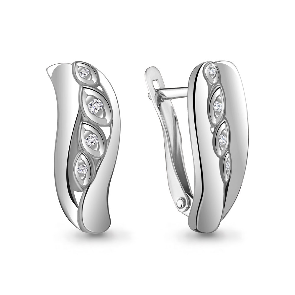 Серьги классические Aquamarine 45942А.5 покрыто родием коллекц. Nimfa