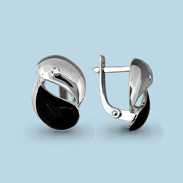 Серьги серебряные классические Aquamarine 45138А.5 покрыто родием