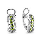 Серьги серебряные классические Хризолит Фианит Aquamarine 4509407А.5, фото 4