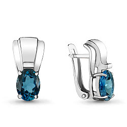 Серьги классика из серебра  Топаз Лондон Блю Aquamarine 4492908.5 покрыто  родием коллекц. Maxima