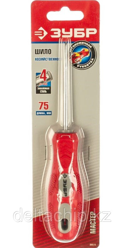 Шило ЗУБР "Мастер" хозяйственное, двухкомпонентная рукоятка, 75 мм 09572