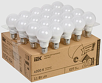 Лампа светодиодная A60 шар 11Вт 230В 4000К E27 (20шт/жкхпак) IEK