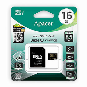 Карта памяти Apacer AP16GMCSH10U1-R 16GB + адаптер