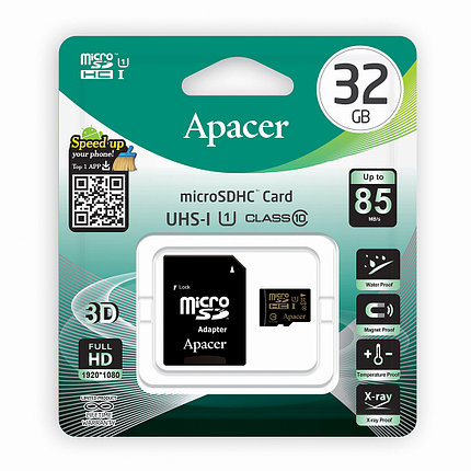 Карта памяти Apacer AP32GMCSH10U1-R 32GB + адаптер, фото 2