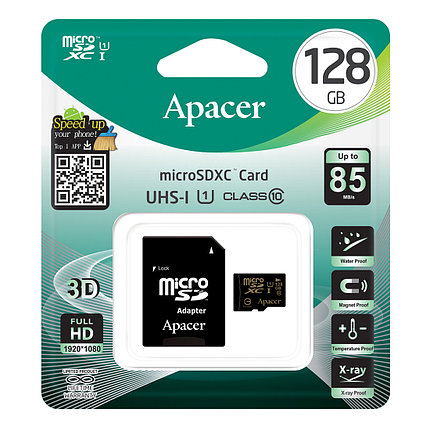 Карта памяти Apacer AP128GMCSX10U1-R 128GB + адаптер, фото 2