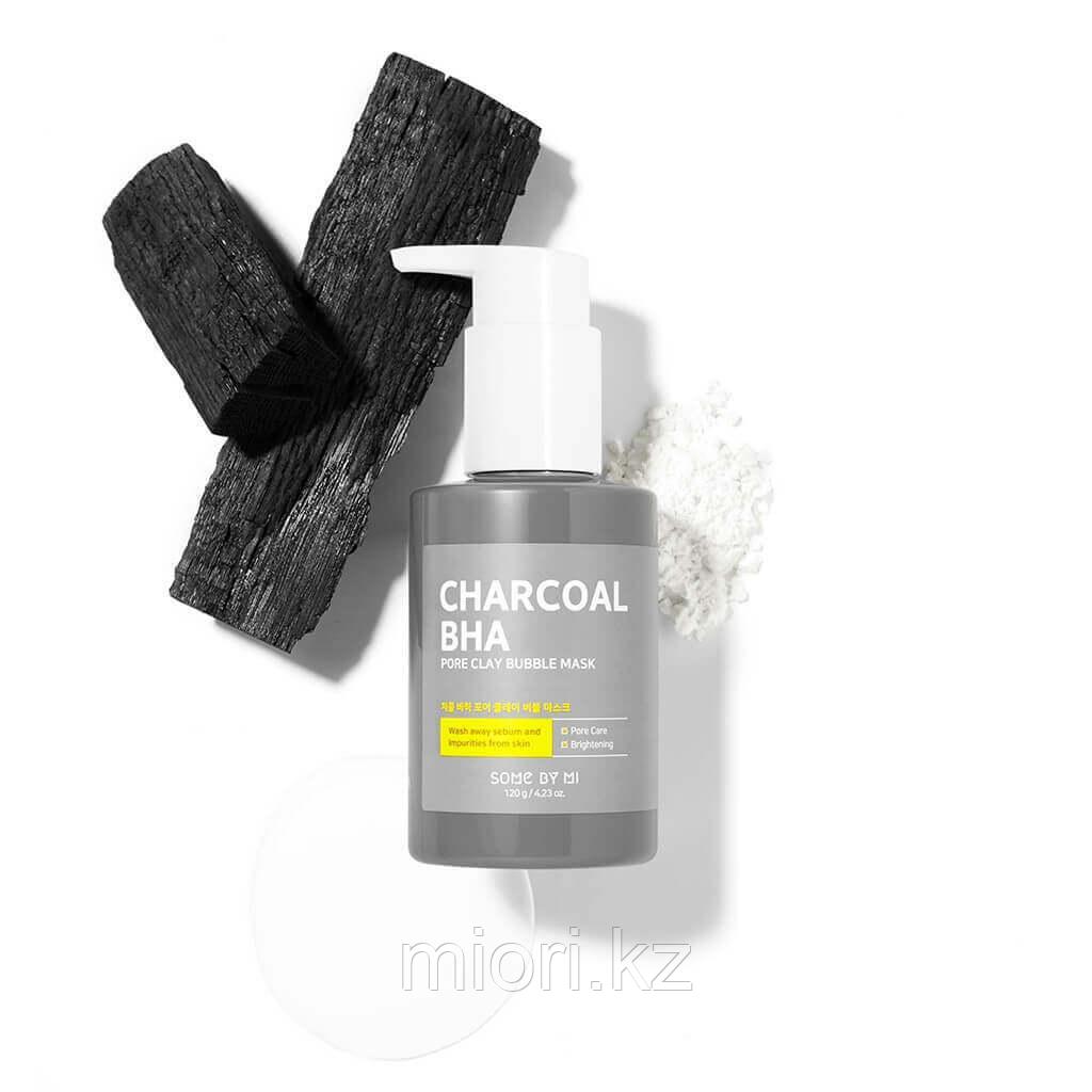 Кислородная маска от чёрных точек с древесным углём Some By Mi Charcoal BHA Pore Clay Bubble Mask - фото 2 - id-p102808828