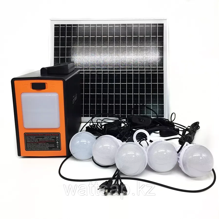Солнечная электростанция LM-9016, 4 LED лампы в комплекте, фонарик, зарядка - фото 6 - id-p102816493