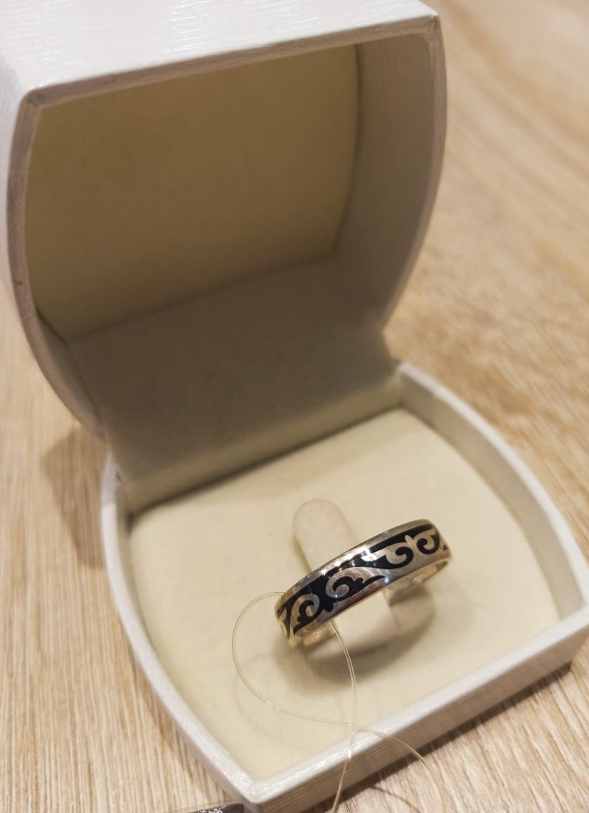 Кольцо национальное / чёрная эмаль, фото 1