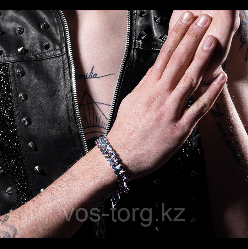Комплект мужской цепь+браслет "Босс lux" сталь с титаном - фото 7 - id-p102823205