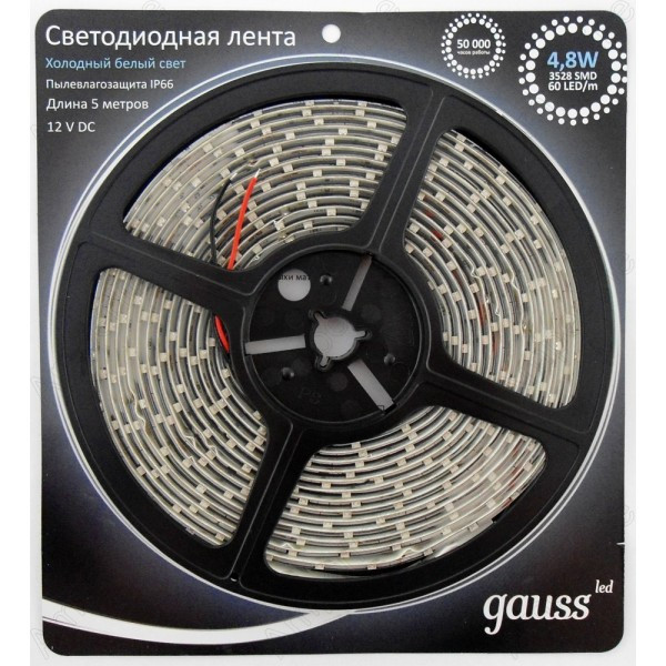 Лента Gauss LED Комплект 2835/60-SMD 4,8W 12V DC холодный (блистер 3м) 312000248 - фото 1 - id-p102824176