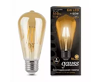 Лампа Gauss LED Filament ST64 6W E27 2400K Golden 102802006