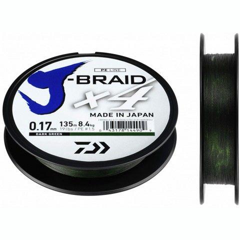 Шнур Daiwa J-Braid X4 Dark Green 0,17мм 135м