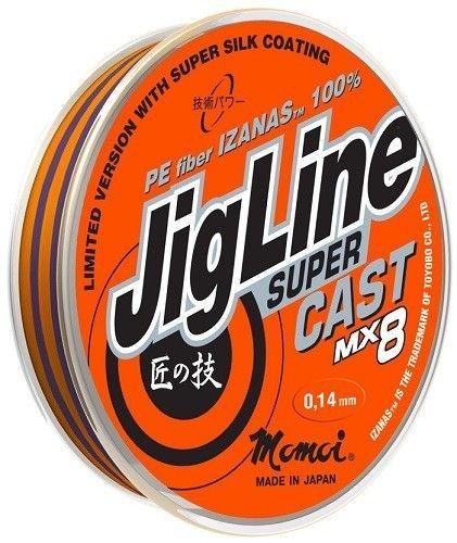 Шнур JigLine Super Cast 0,10мм 7,8кг 100м оранж/фиолетовый
