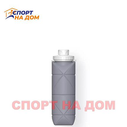 Складная силиконовая бутылка для воды (серый), фото 2