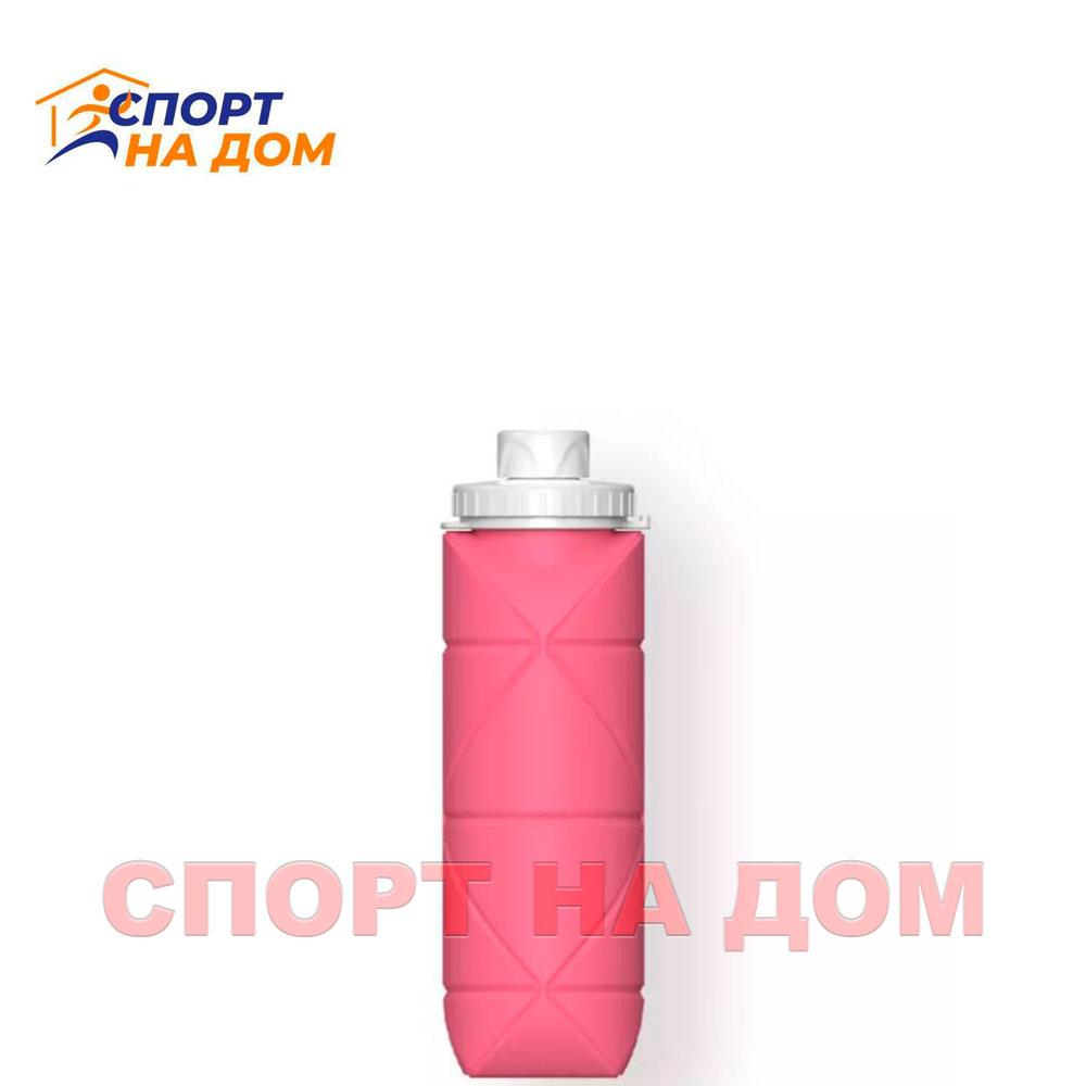 Складная силиконовая бутылка для воды (розовый)