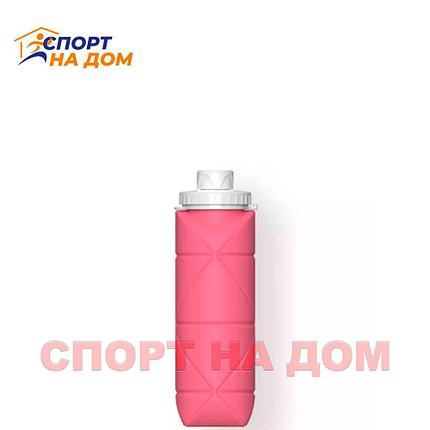 Складная силиконовая бутылка для воды (розовый), фото 2