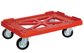 Пластиковая тележка на колесах 400x600 мм - красного цвета