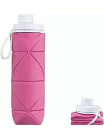 Складная силиконовая бутылка для воды (розовый)