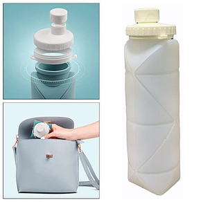 Складная силиконовая бутылка для воды (белая), фото 2