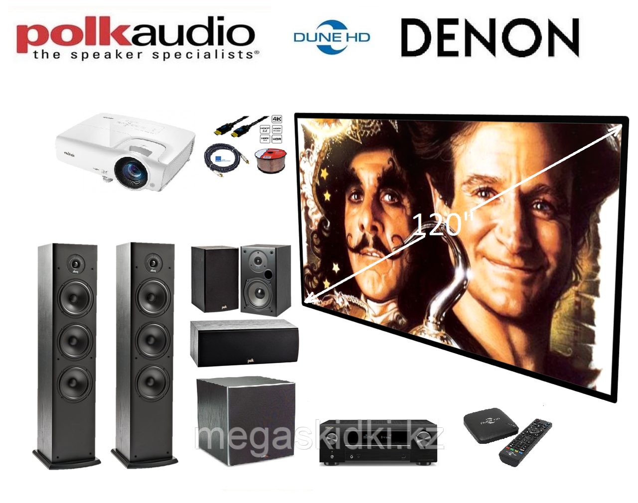 Комплект «Домашний кинотеатр стандарт: проектор Full HD, экран, акустика Polk Audio 5.1"