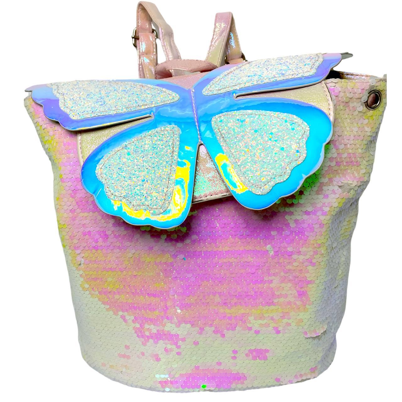 007 Рюкзак-сумочка аксессуары с бабочкой и поетками меняет цвет 34*30 - фото 4 - id-p79192637