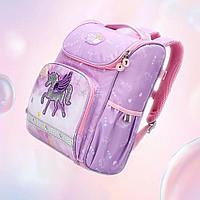 Рюкзак школьный для девочек "Единорог", фиолетовый.
