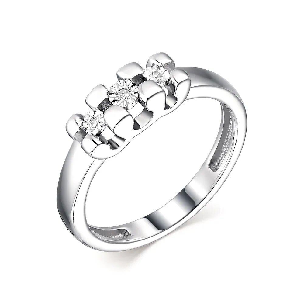Кольцо из родированного серебра c бриллиантами - фото 2 - id-p102891793